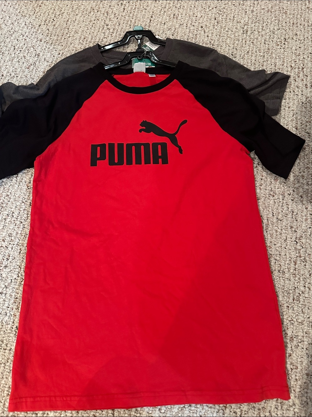 Puma Red and Black Raglan Logo Tee Shirt